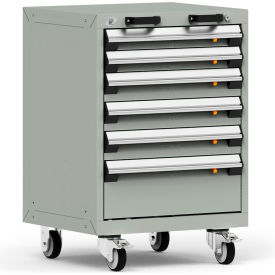 6 Drawer Heavy-Duty Mobile Modular Drawer Cabinet - 24"Wx21"Dx35-1/4"H Light Gray