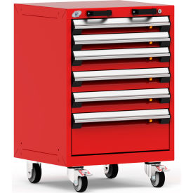 6 Drawer Heavy-Duty Mobile Modular Drawer Cabinet - 24"Wx21"Dx35-1/4"H Red