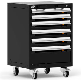 6 Drawer Heavy-Duty Mobile Modular Drawer Cabinet - 24"Wx21"Dx35-1/4"H Black