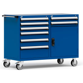 8 Drawer Heavy-Duty Double Mobile Modular Drawer Cabinet - 60"Wx27"Dx45-1/2"H Avalanche Blue