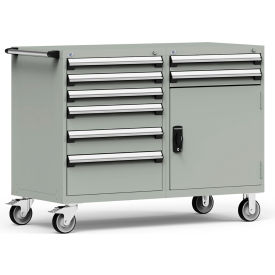 8 Drawer Heavy-Duty Double Mobile Modular Drawer Cabinet - 60"Wx27"Dx45-1/2"H Light Gray