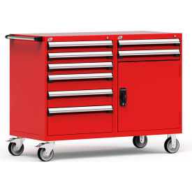 8 Drawer Heavy-Duty Double Mobile Modular Drawer Cabinet - 60"Wx27"Dx45-1/2"H Red