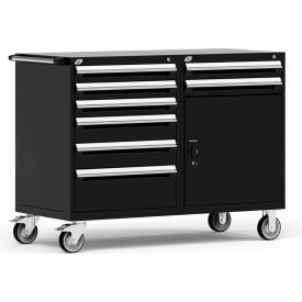 8 Drawer Heavy-Duty Double Mobile Modular Drawer Cabinet - 60"Wx27"Dx45-1/2"H Black