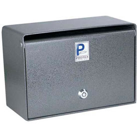 Wall Mounted Depository Drop Box with Tubular Lock - 10"W x 5"D x 6-3/4"H, Gray