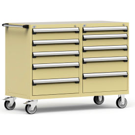 10 Drawer Heavy-Duty Double Mobile Modular Drawer Cabinet - 60"Wx27"Dx45-1/2"H Beige