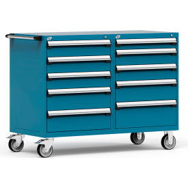 10 Drawer Heavy-Duty Double Mobile Modular Drawer Cabinet - 60"Wx27"Dx45-1/2"H Everest Blue