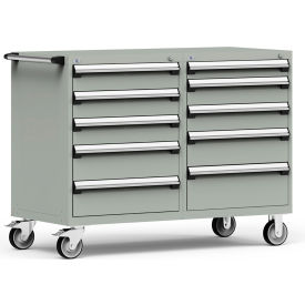 10 Drawer Heavy-Duty Double Mobile Modular Drawer Cabinet - 60"Wx27"Dx45-1/2"H Light Gray