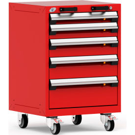 Heavy Duty Modular Mobile Cabinet, 5 Drawers, Red