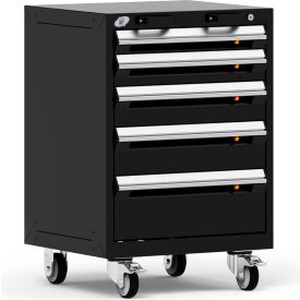 R5BCD-3053KD-091 Heavy Duty Modular Mobile Cabinet, 5 Drawers, Black