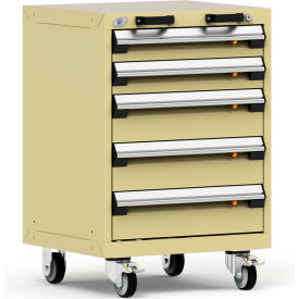 Heavy Duty Modular Mobile Cabinet, 5 Drawers, Beige