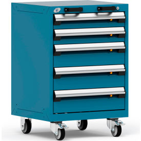Heavy Duty Modular Mobile Cabinet, 5 Drawers, Everest Blue