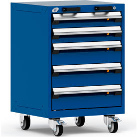 Heavy Duty Modular Mobile Cabinet, 5 Drawers, Avalanche Blue