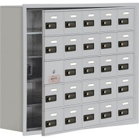 5-Tier 25 Door Cell Locker w/ Recessed Combo Locks, 37"W x 8-3/4"D x 31"H, Gray, Assembled