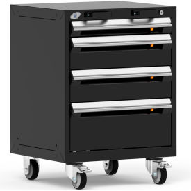 Heavy Duty Modular Mobile Cabinet, 4 Drawers, Black