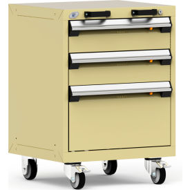 3 Drawer Heavy-Duty Mobile Modular Drawer Cabinet - 24"Wx21"Dx33-1/4"H Beige