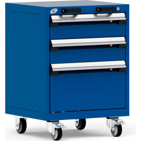 3 Drawer Heavy-Duty Mobile Modular Drawer Cabinet - 24"Wx21"Dx33-1/4"H Avalanche Blue