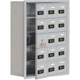 5-Tier 15 Door Cell Locker w/ Recessed Combo Locks, 24"W x 8-3/4"D x 31"H, Gray, Assembled