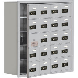5-Tier 20 Door Locker with Recessed Combo Locks, 30-1/2"W x 8-3/4"D x 31"H, Gray, Assembled