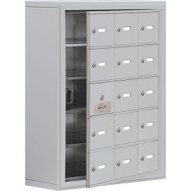 5-Tier 15 Door Welded Cell Phone Locker w/ Keyed Locks, 24"Wx9-1/4"Dx31"H, Gray, Assembled