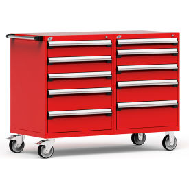 10 Drawer Heavy-Duty Double Mobile Modular Drawer Cabinet - 60"Wx27"Dx45-1/2"H Red
