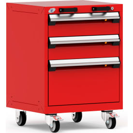 3 Drawer Heavy-Duty Mobile Modular Drawer Cabinet - 24"Wx21"Dx33-1/4"H Red