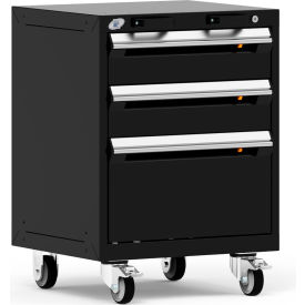 3 Drawer Heavy-Duty Mobile Modular Drawer Cabinet - 24"Wx21"Dx33-1/4"H Black