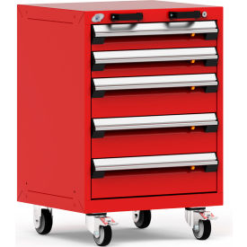 Heavy Duty Modular Mobile Cabinet, 5 Drawers, Red