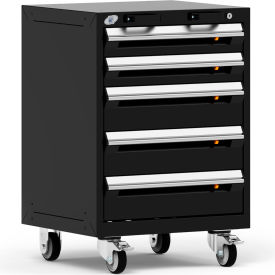 Heavy Duty Modular Mobile Cabinet, 5 Drawers, Black