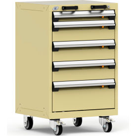 5 Drawer Heavy-Duty Mobile Modular Drawer Cabinet - 24"Wx21"Dx39-1/4"H Beige