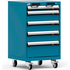 5 Drawer Heavy-Duty Mobile Modular Drawer Cabinet - 24"Wx21"Dx39-1/4"H Everest Blue
