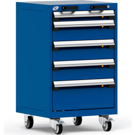 5 Drawer Heavy-Duty Mobile Modular Drawer Cabinet - 24"Wx21"Dx39-1/4"H Avalanche Blue