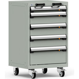 5 Drawer Heavy-Duty Mobile Modular Drawer Cabinet - 24"Wx21"Dx39-1/4"H Light Gray