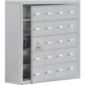 5-Tier 20 Door Welded Phone Locker w/ Keyed Locks, 30-1/2"Wx9-1/4"Dx31"H, Gray, Assembled