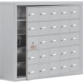 5-Tier 25 Door Welded Cell Phone Locker with Keyed Locks, 37"Wx9-1/4"Dx31"H, Gray