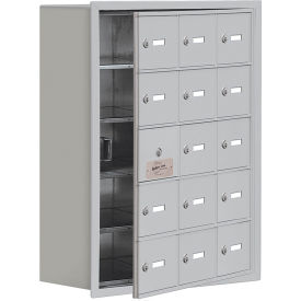 5-Tier 15 Door Cell Locker with Recessed Keyed Locks, 24"W x 8-3/4"D x 31"H, Gray, Assembled