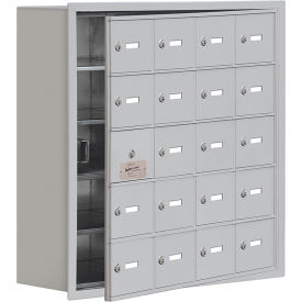 5-Tier 20 Door Locker w/ Recessed Keyed Locks, 30-1/2"W x 8-3/4"D x 31"H, Gray, Assembled
