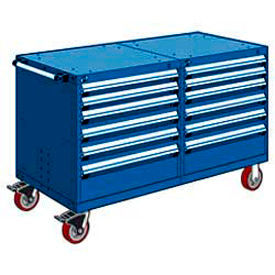 12 Drawer Heavy-Duty Double Mobile Modular Drawer Cabinet - 48"x27"x37-1/2" Avalanche Blue