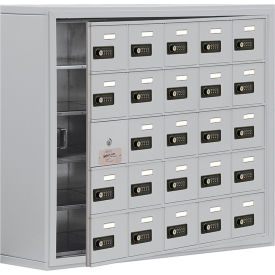 5-Tier 25 Door Welded Cell Phone Locker w/ Combo Locks, 37"Wx9-1/4"Dx31"H, Gray, Assembled