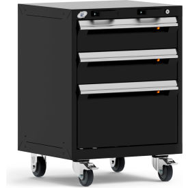 3 Drawer Heavy-Duty Mobile Modular Drawer Cabinet - 24"Wx27"Dx33-1/4"H Black