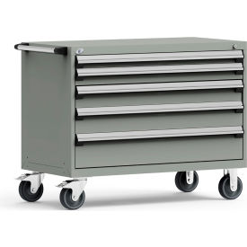 Heavy Duty Modular Mobile Cabinet, 5 Drawers, Light Gray