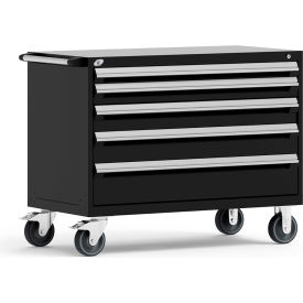 Heavy Duty Modular Mobile Cabinet, 5 Drawers, Black