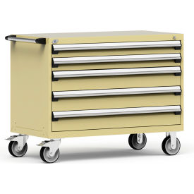 Heavy Duty Modular Mobile Cabinet, 5 Drawers, Beige