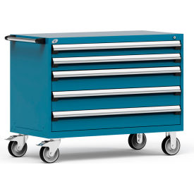 Heavy Duty Modular Mobile Cabinet, 5 Drawers, Everest Blue