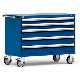 Heavy Duty Modular Mobile Cabinet, 5 Drawers, Avalanche Blue