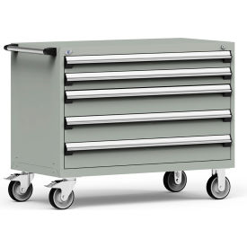 Heavy Duty Modular Mobile Cabinet, 5 Drawers, Light Gray