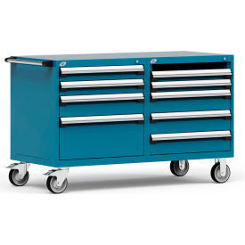 8 Drawer Heavy-Duty Double Mobile Modular Drawer Cabinet - 60"Wx27"Dx37-1/2"H Everest Blue