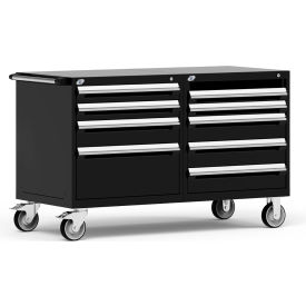 8 Drawer Heavy-Duty Double Mobile Modular Drawer Cabinet - 60"Wx27"Dx37-1/2"H Black