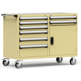 8 Drawer Heavy-Duty Double Mobile Modular Drawer Cabinet - 60"Wx27"Dx45-1/2"H Beige