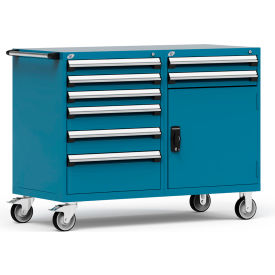 8 Drawer Heavy-Duty Double Mobile Modular Drawer Cabinet - 60"Wx27"Dx45-1/2"H Everest Blue