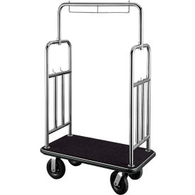 CSL HD Square Bellman Cart Stainless, Black Carpet, Black Bumper 8" Pneumatic